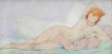 Antique painting Lucien Boulier nude woman post-impressionism Art Deco