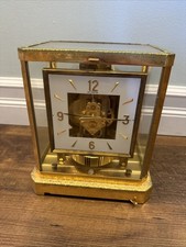 Jaeger Le Coultre Atmos 528-8 Swiss 15 Jewels Square Face Clock Parts Or Repair