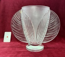 VERLYS BANANA LEAF VASE VERRE FEUILLES DE BANANIER FRANCE ART DECO 1930 30's