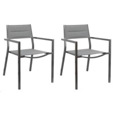 Lot de 2 Chaises de jardin Exterieur empilable Fauteuil Terrasse en aluminium