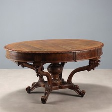 Table à Rallonges Ancienne Noyer Gênes Italie XIXe siècle Originale