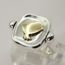 Excellente bague réversible à rabat Pomellato DoDo en or jaune 18 carats et a...