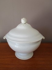 Large Antique White Soup Bowl by Creil & Montereau """"
