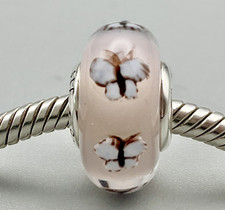 ?A GORGEOUS GENUINE ‘PANDORA’ MAGNOLIA ‘BUTTERFLY’ MURANO ART GLASS CHARM. ?