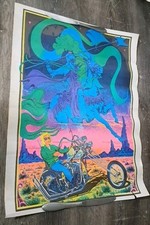 GHOST RIDER Blacklight Poster 1970's Vintage Harley Chopper (NOT FLOCKED)