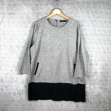 Zanzea Haut Tunique Femme 4XL Noir Gris Manches 3/4 Poches Avant Col Rond