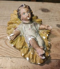Ancien Grand Santon Plâtre L'enfant Jésus L 12,5 Cm