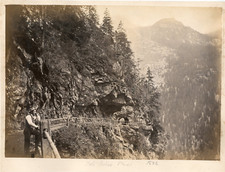 France, Alps, Passage de la Tête Noire Vintage Albumen Print.  Albumen Print