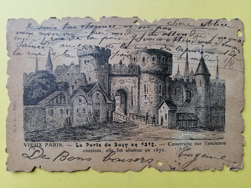 Old postcard parchment leather - old,