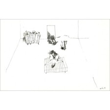 RUSTIN Jean - Dessin original à l'encre "Le couple" 32x49cm - 1975