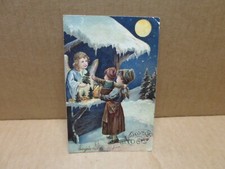 MERRY CHRISTMAS Embossed Fancy Card Angel Small Fir Merchant