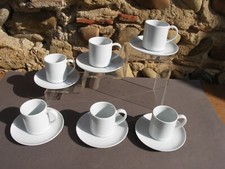 6 tasses à café expresso en porcelaine blanche bistrot droite style Empire