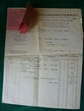 old old paper invoice cycles/bike - establishment TERROT - Dijon