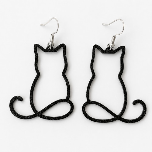 Boucles oreilles chat noir - d'oreilles,