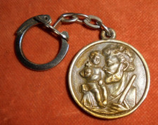 Porte-clés St Christophe Enfant jésus signé ROBI W -ressemble à johnny Hallyday
