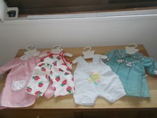 VINTAGE 4 CLOTHES COROLLA FOR DOLL 42cm Pajamas Overalls Dress 