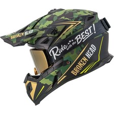 Broken Head Casque Cross Escadron Rebelution Or + Lunettes MX Madrex " Ride Avec