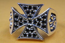 Bundeskreuz Ordre des Templiers Lis Croix Zircon Bague pour Hommes 925 / 259