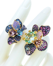NEW 100% SWAROVSKI Multicolored Crystals Pave Flowers Idyllia Ring 5713612 93 92
