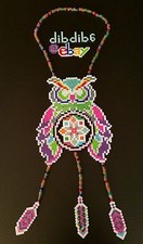 Owl dream catcher kandi perler, rave, EDC, edm, PLUR hama art bead sprite melty
