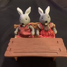 VINTAGE Gorgeous School Bench with Couple of Rabbits Dressed Crib? » Easter