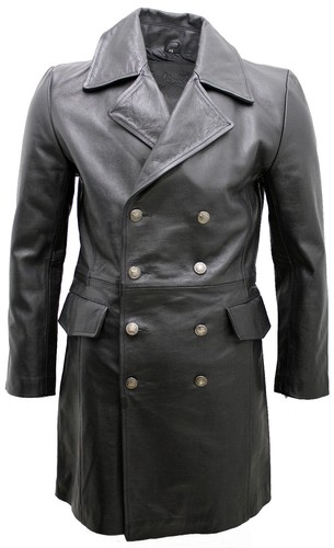 Manteau cuir noir long - manteau,