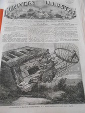 Engraving 1863 - Les Voyageurs du Ballon Le Géant Hanover