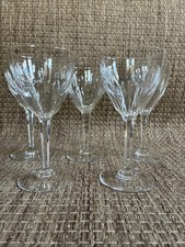 SET OF 5 - Val St Lambert Nestor Hamlet 7 1/8” Cut Crystal Water Goblet Glasses
