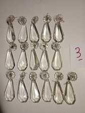 LOT DE 16 PAMPILLES ANCIENNES LUSTRE FRENCH ANTIQUE