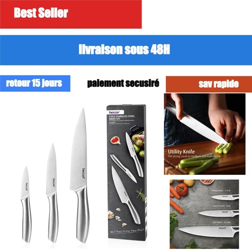 Set couteaux cuisine - 3, de
