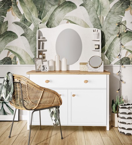 Coiffeuse blanc nash - blanc, chêne