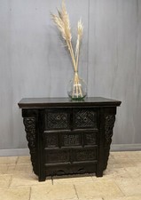 Ancienne Table Chinoise  coffre / tiroirs en orme foncé buffet console meuble