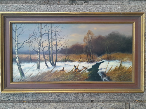 Peinture ancienne chasse 19e - ancienne,