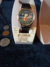 DISNEY_VINTAGE_NOS_NIB_SEIKO by LORUS_MICKEY MOUSE_HOLOGRAM WATCH_ LEATHER BAND