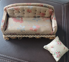 Vintage Couch Handmade Doll House Floral Antique-look (6" long)