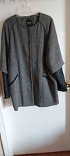 bebe women short coat tweed  faux  leather sleeves zip pockets snapped closures