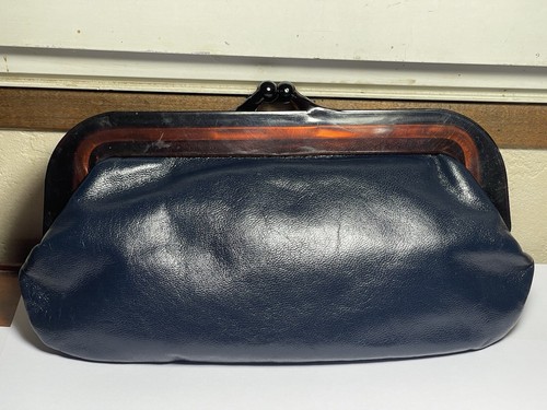 Sac main pochette cuir - main, bleu