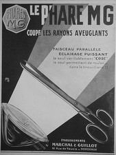 ADVERTISEMENT 1928 LE PHARE MG COUPE LES RAYS BLINDING - MARCHAL - ADVERTISING