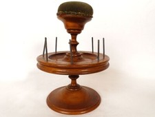 Antique Wood Turned Reel Holder Sewing Collection 19th Century