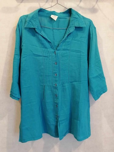 Blouse bleue coton - blouse, en