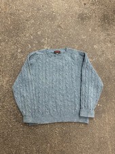 McConnells Shetland Wool Cable Knit Sweater Scotland Blue Mens 40 VTG