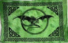 Tapisserie ethnique déco murale à suspendre murale indienne Mandala vert mouc...