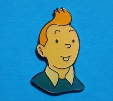 TINTIN - REPORTER - HEAD - FACE - VINTAGE HERGE LAPEL PIN - PINBACK - HAT PIN