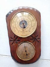 Antique Carved Wood Wall Thermometer Barometer - Baromaster - 23.5cm