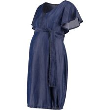 Robe de maternité denim indigo manches courtes femmes enceintes bleu
