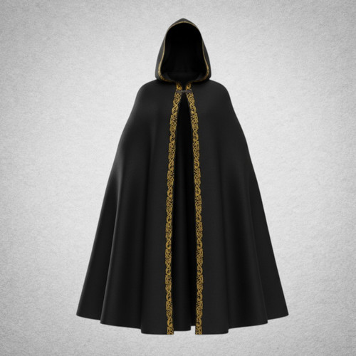 Cape médiévale noire capuche - médiévale,