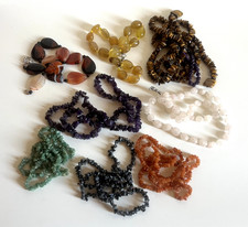 Lot de 8 colliers pierres semi précieuses Cornaline, oeil de tigre, améthyste...