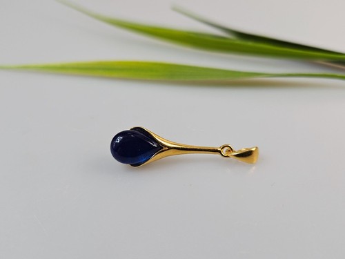 Collier ambre bleu plaqué - ambre, or