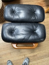 One Herman Miller Eames Lounge Chair Back Head Cushion Black Leather 60s Vintage