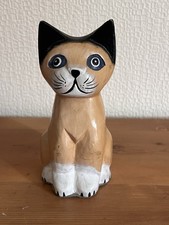 Statue, Figurine Chat En Bois